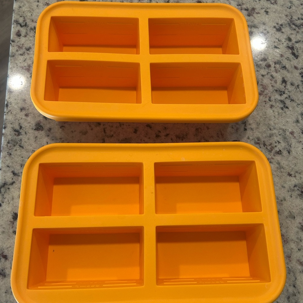 Orange Silicone Tray with Lids